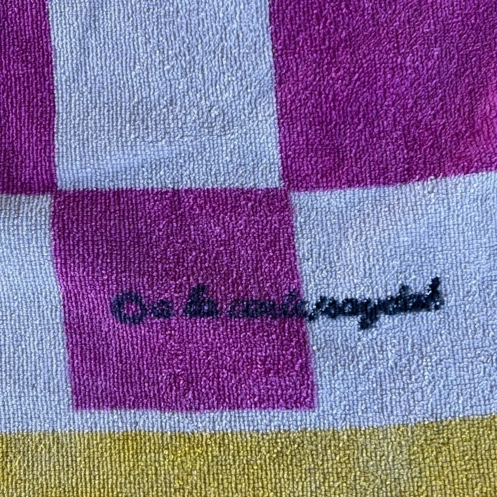 VTG 90s Seaside Zoo Checkered Beach Towel A La Carte Saydah Surf Penguin Zebra